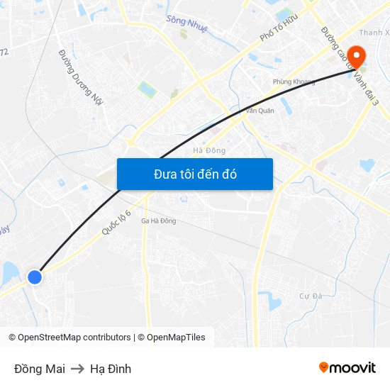 Đồng Mai to Hạ Đình map