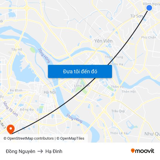 Đồng Nguyên to Hạ Đình map