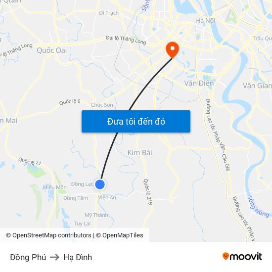 Đồng Phú to Hạ Đình map