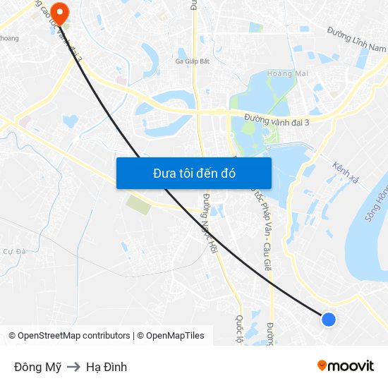 Đông Mỹ to Hạ Đình map