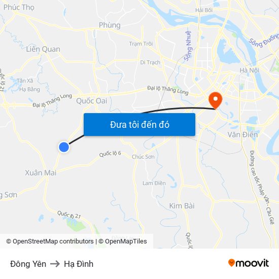 Đông Yên to Hạ Đình map