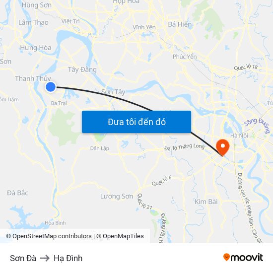 Sơn Đà to Hạ Đình map