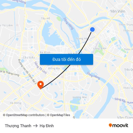 Thượng Thanh to Hạ Đình map