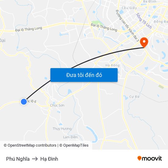 Phú Nghĩa to Hạ Đình map