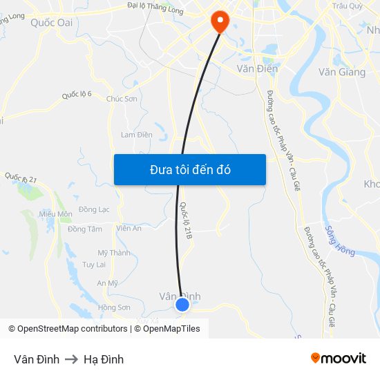 Vân Đình to Hạ Đình map