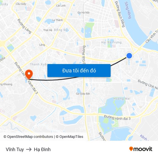 Vĩnh Tuy to Hạ Đình map
