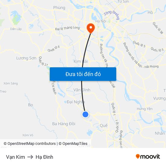 Vạn Kim to Hạ Đình map