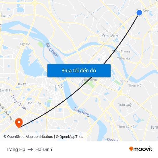 Trang Hạ to Hạ Đình map