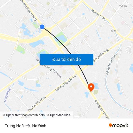 Trung Hoà to Hạ Đình map