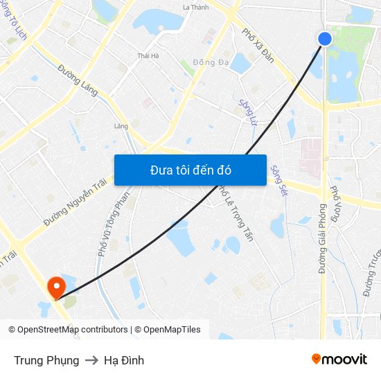 Trung Phụng to Hạ Đình map