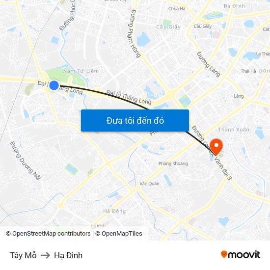 Tây Mỗ to Hạ Đình map