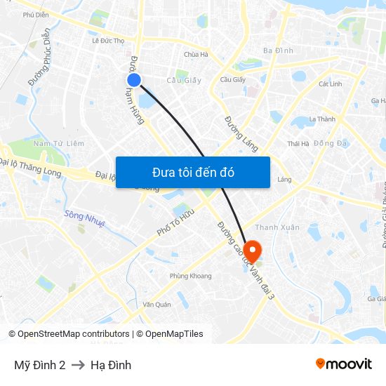 Mỹ Đình 2 to Hạ Đình map