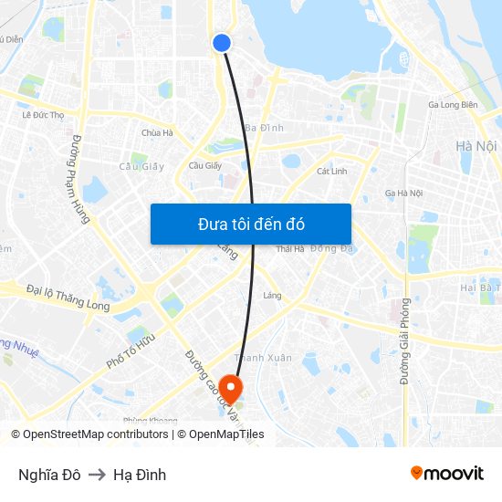 Nghĩa Đô to Hạ Đình map