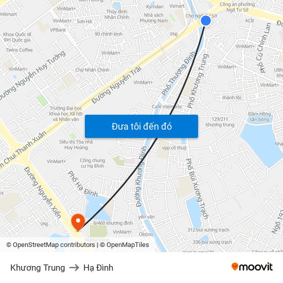 Khương Trung to Hạ Đình map