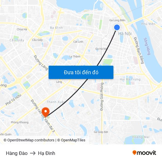 Hàng Đào to Hạ Đình map