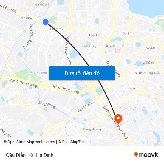 Cầu Diễn to Hạ Đình map