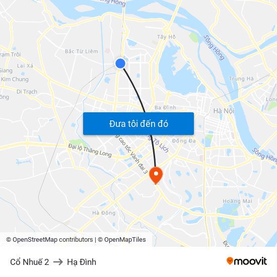 Cổ Nhuế 2 to Hạ Đình map