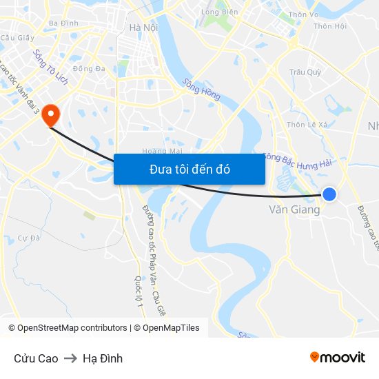 Cửu Cao to Hạ Đình map