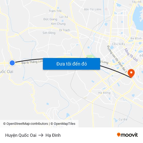 Huyện Quốc Oai to Hạ Đình map