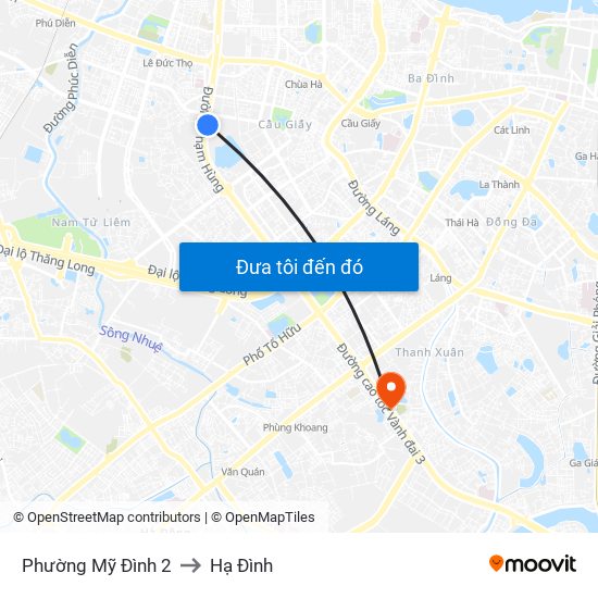 Phường Mỹ Đình 2 to Hạ Đình map