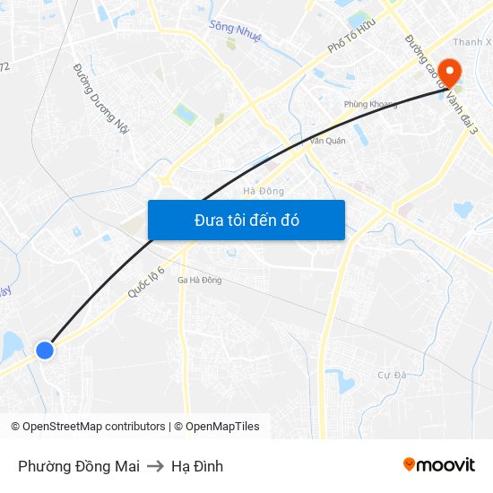 Phường Đồng Mai to Hạ Đình map