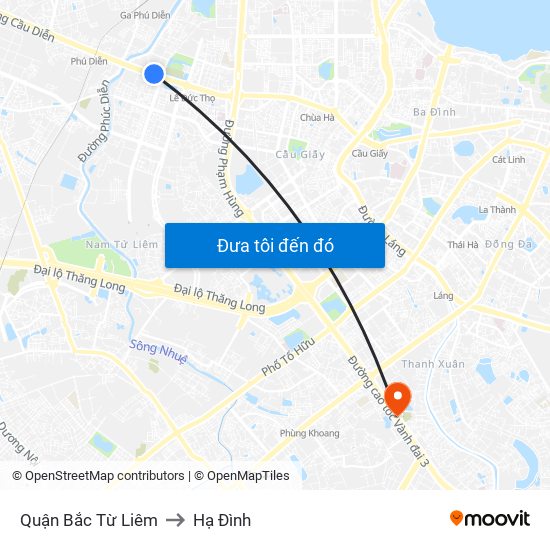 Quận Bắc Từ Liêm to Hạ Đình map