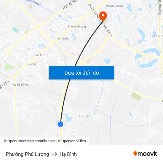 Phường Phú Lương to Hạ Đình map