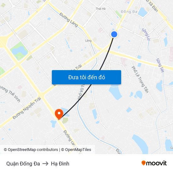 Quận Đống Đa to Hạ Đình map