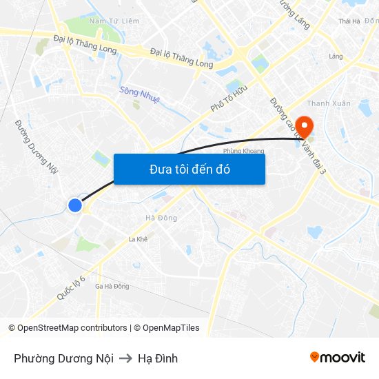 Phường Dương Nội to Hạ Đình map
