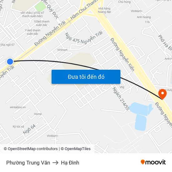 Phường Trung Văn to Hạ Đình map