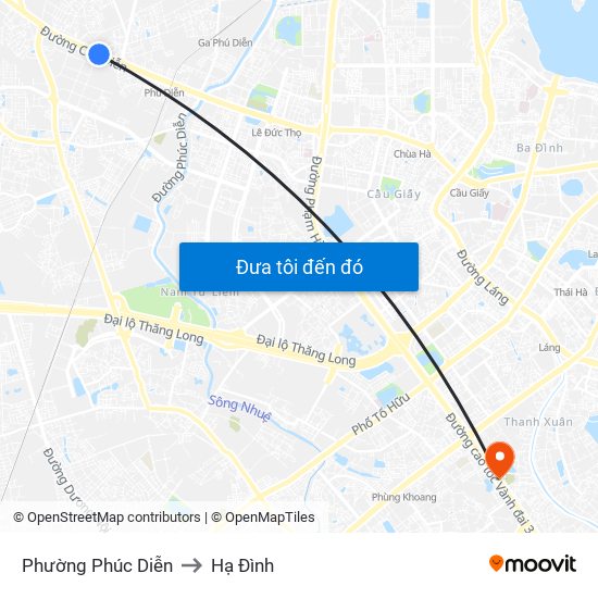 Phường Phúc Diễn to Hạ Đình map