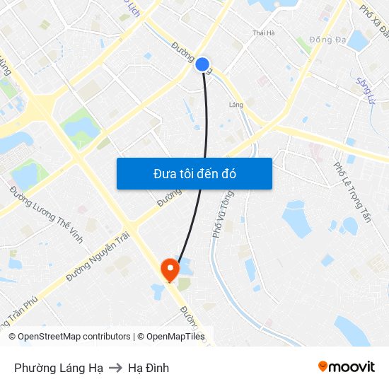 Phường Láng Hạ to Hạ Đình map