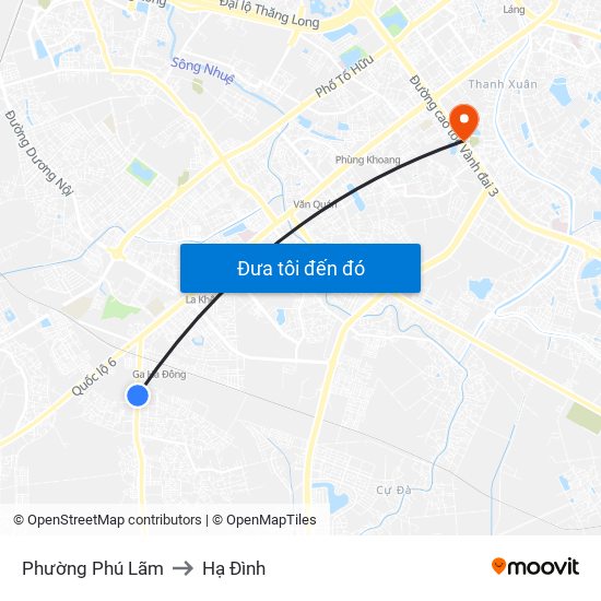 Phường Phú Lãm to Hạ Đình map