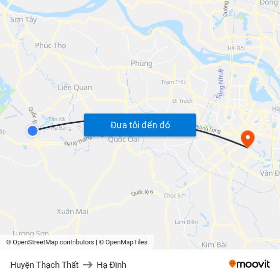 Huyện Thạch Thất to Hạ Đình map