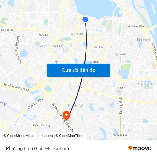 Phường Liễu Giai to Hạ Đình map