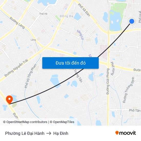 Phường Lê Đại Hành to Hạ Đình map