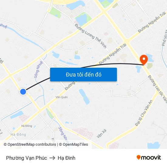 Phường Vạn Phúc to Hạ Đình map