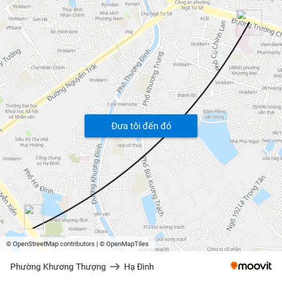 Phường Khương Thượng to Hạ Đình map