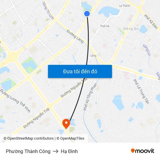 Phường Thành Công to Hạ Đình map