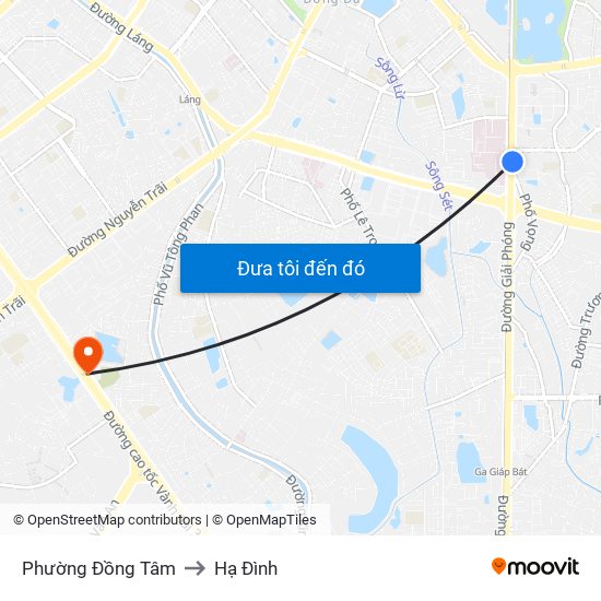 Phường Đồng Tâm to Hạ Đình map