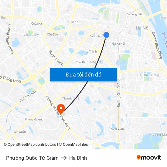 Phường Quốc Tử Giám to Hạ Đình map