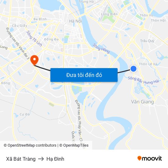 Xã Bát Tràng to Hạ Đình map
