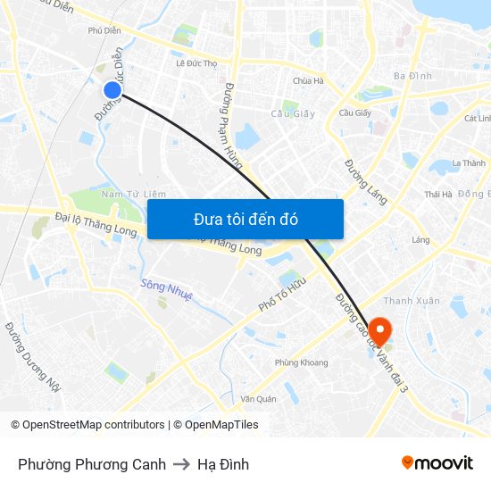 Phường Phương Canh to Hạ Đình map