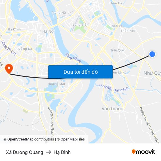 Xã Dương Quang to Hạ Đình map