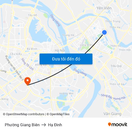 Phường Giang Biên to Hạ Đình map