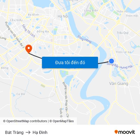 Bát Tràng to Hạ Đình map