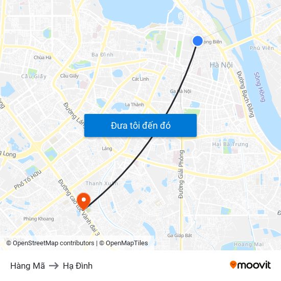 Hàng Mã to Hạ Đình map