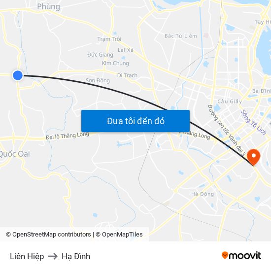 Liên Hiệp to Hạ Đình map