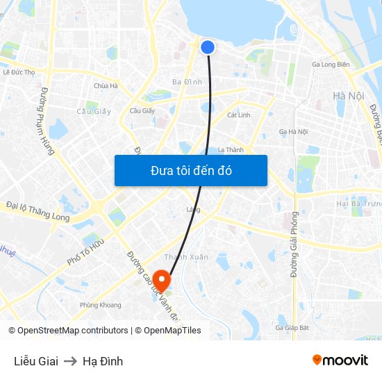 Liễu Giai to Hạ Đình map