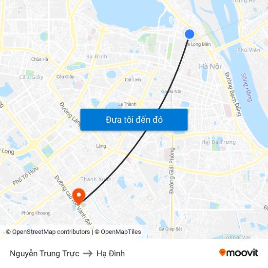 Nguyễn Trung Trực to Hạ Đình map